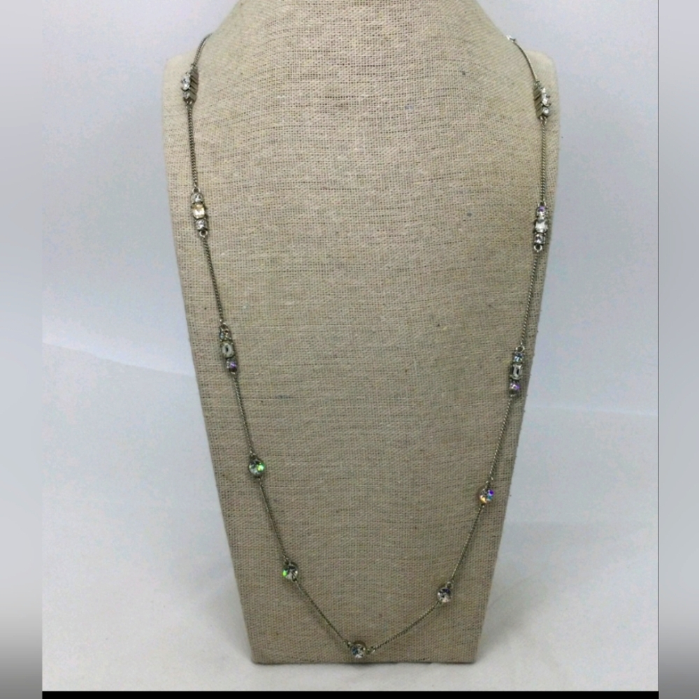 Ann Taylor Clear Rhinestone Long Station Necklace 31" NWOT